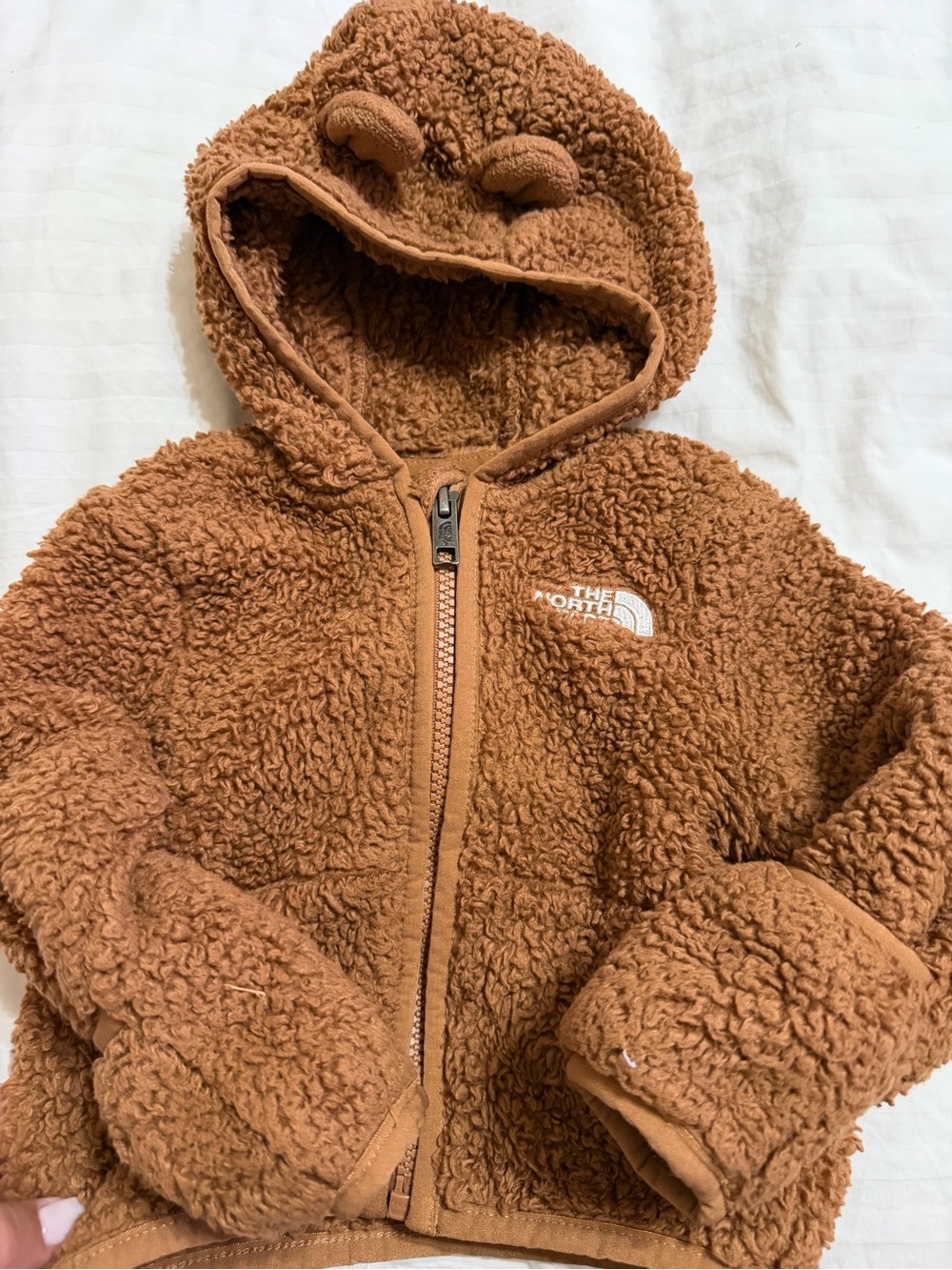 The North Face Brown Teddy Fleece Hoodie with Ear Hood
